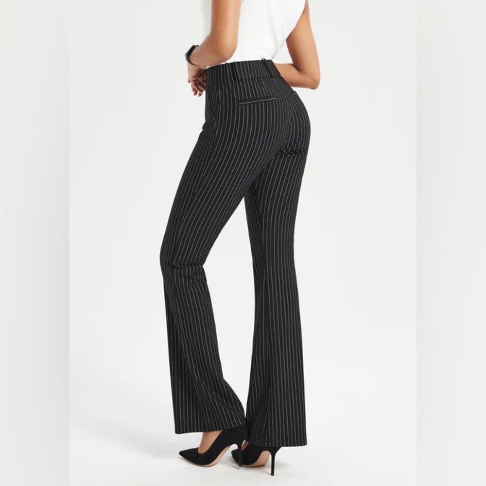 Betabrand Black Pinstripe dress pant yoga pants size medium petite
